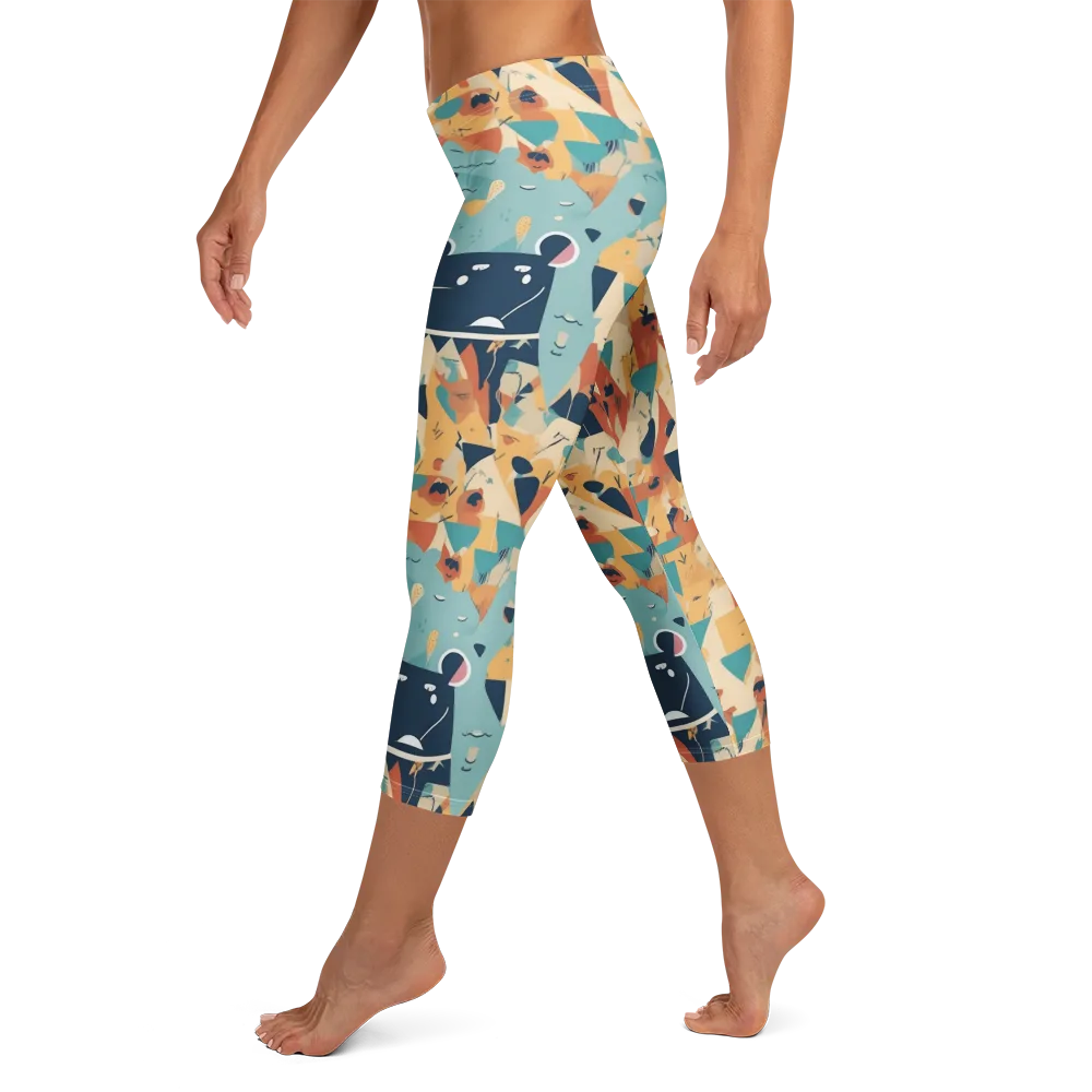 Carnival Critters on Capri Leggings — Left