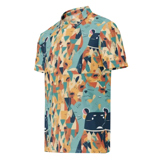 Carnival Critters on a Men's Slim Fit Polo Shirt