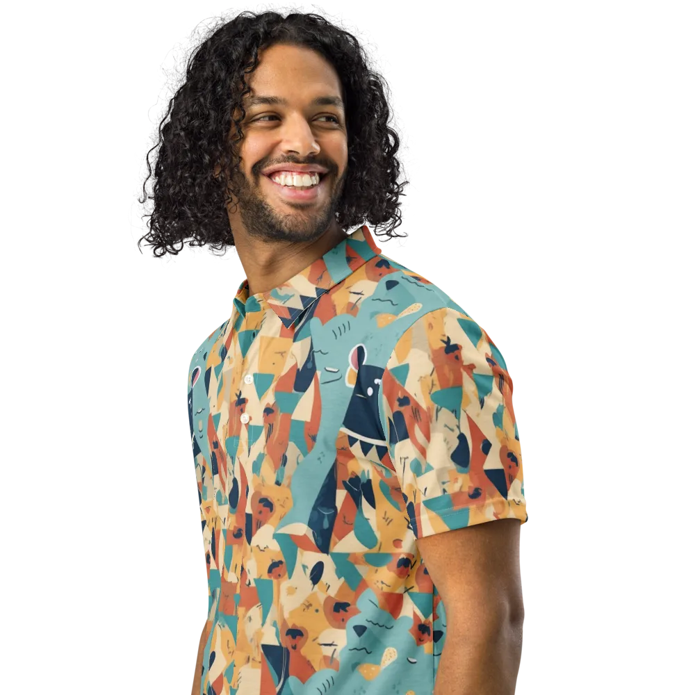 Carnival Critters on Men's Slim Fit Polo Shirt — Left Front