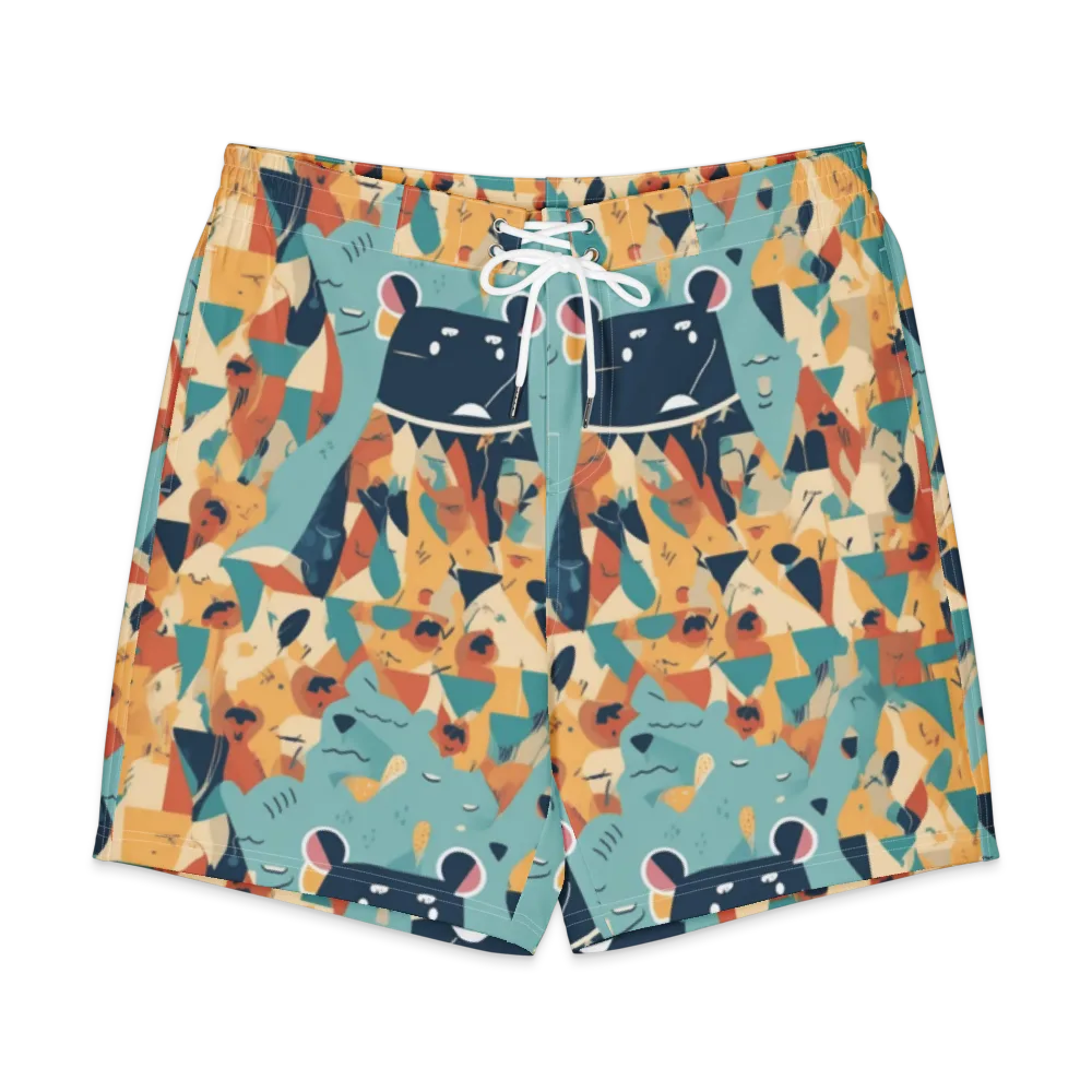 Carnival Critters on Men's Board Shorts — Front