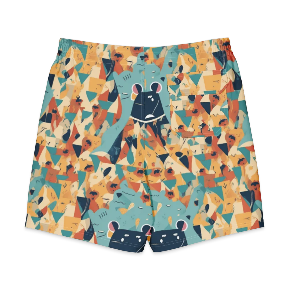 Carnival Critters on Men's Board Shorts — Back