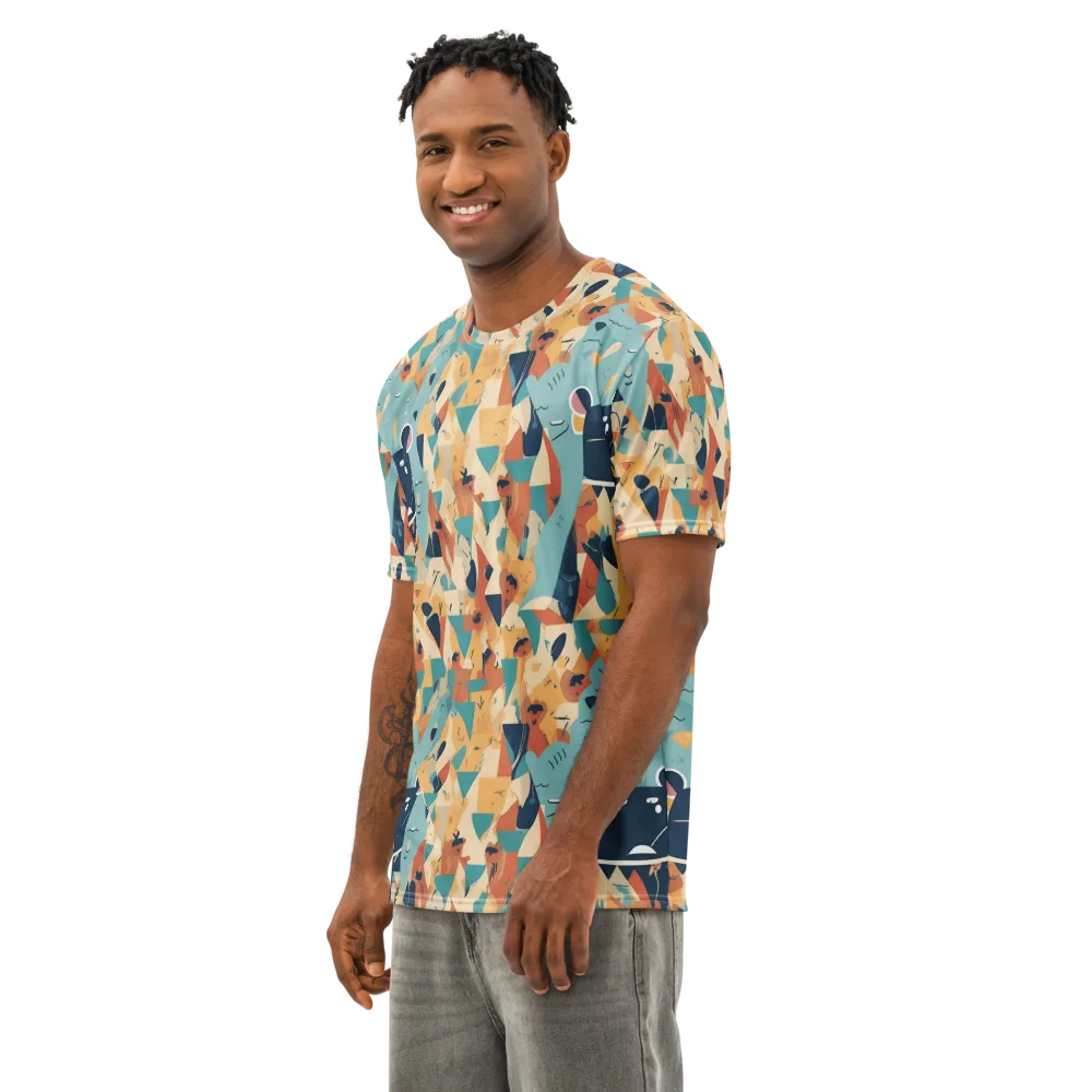 Carnival Critters on Men's Cotton Crew Neck T-Shirt — Left Front