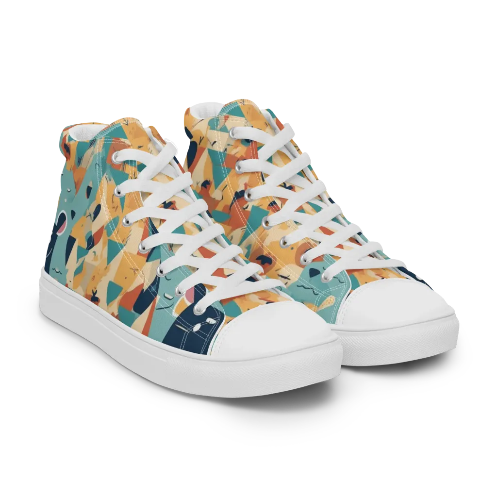 Carnival Critters on Men's High Top Canvas Shoes — Right Front