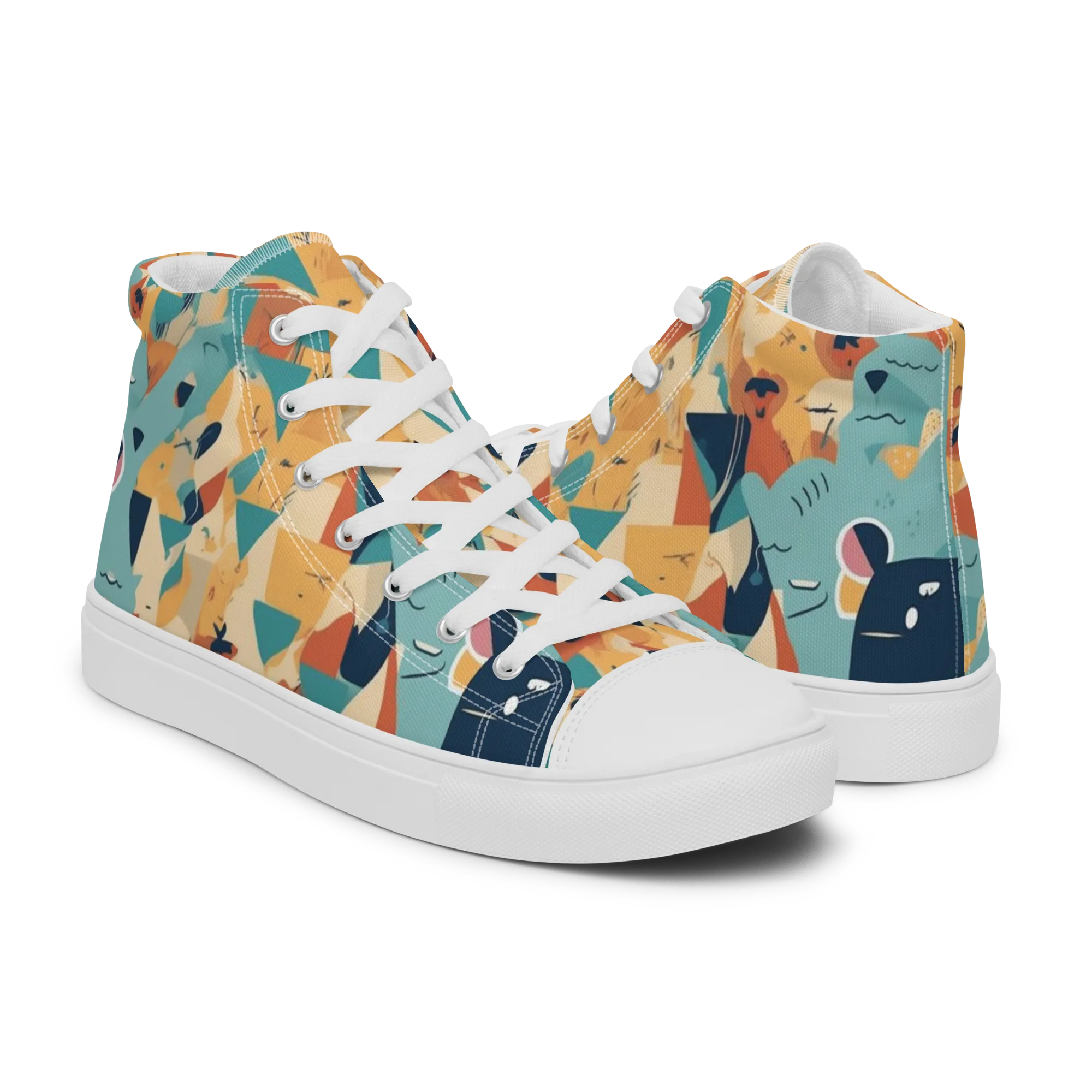 Carnival Critters on Men's High Top Canvas Shoes — Right