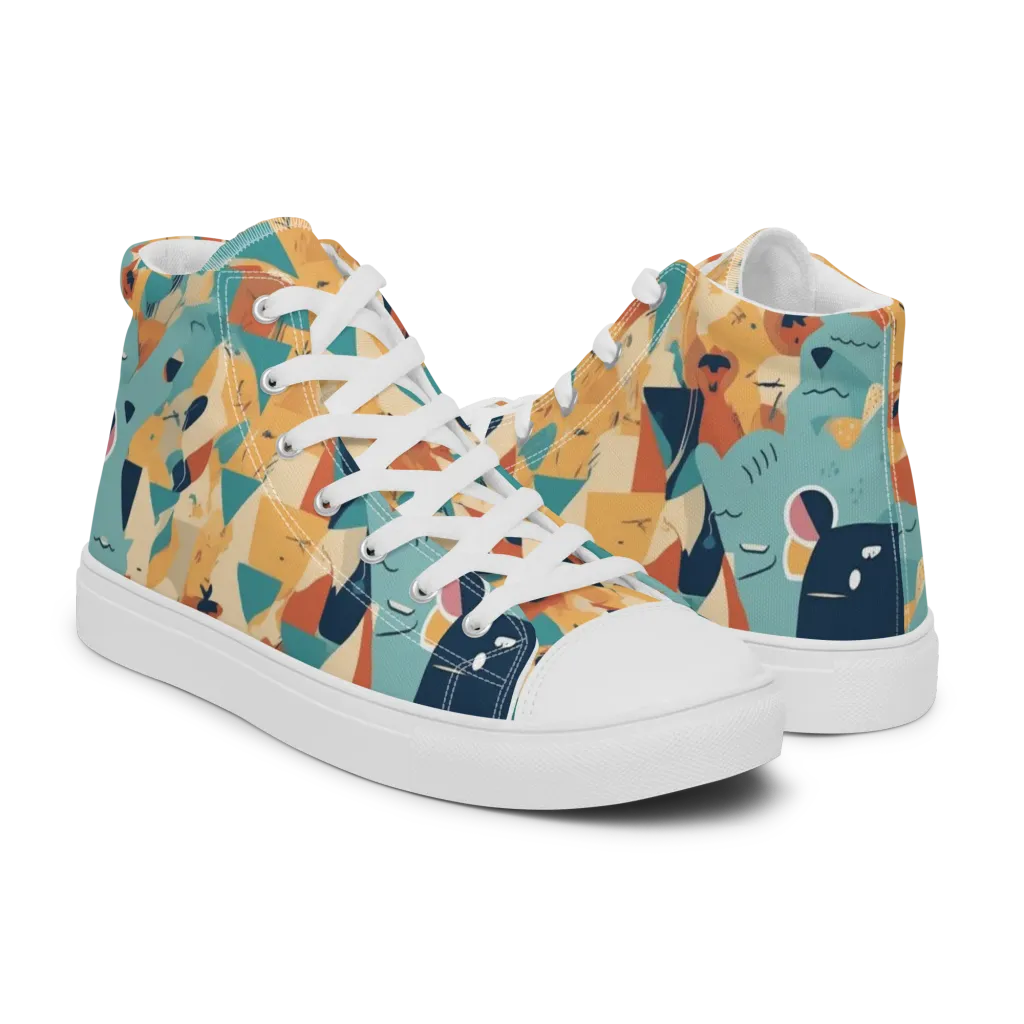 Carnival Critters on Men's High Top Canvas Shoes — Right