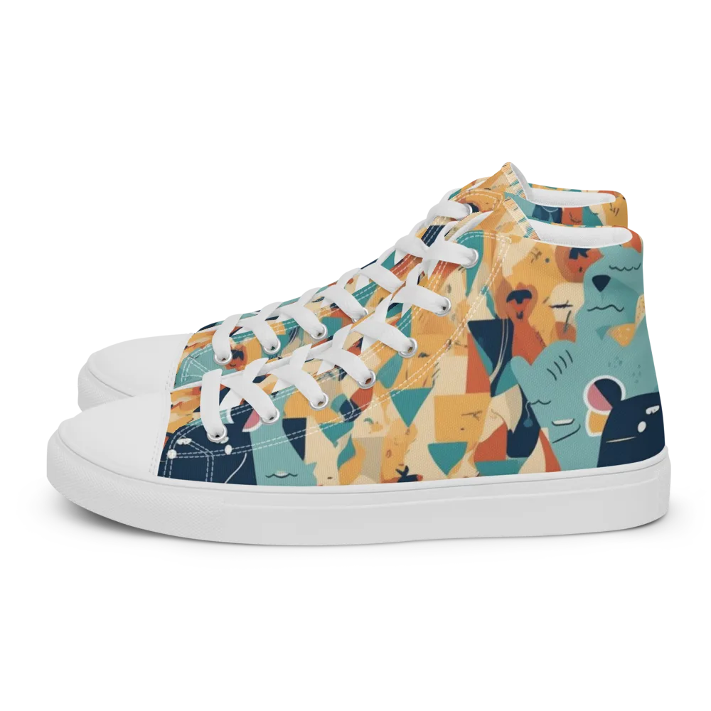 Carnival Critters on Women's High Top Canvas Shoes — Left