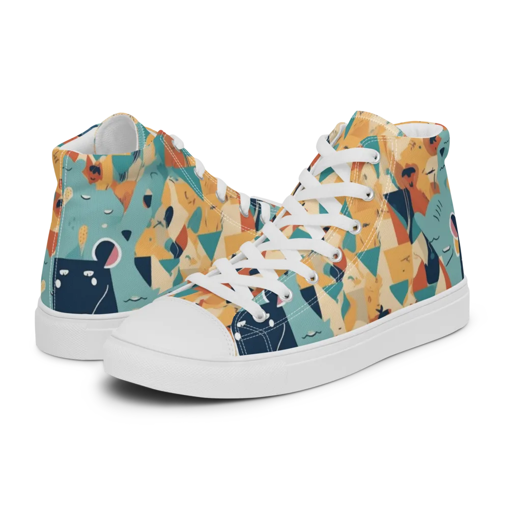 Carnival Critters on Women's High Top Canvas Shoes — Left