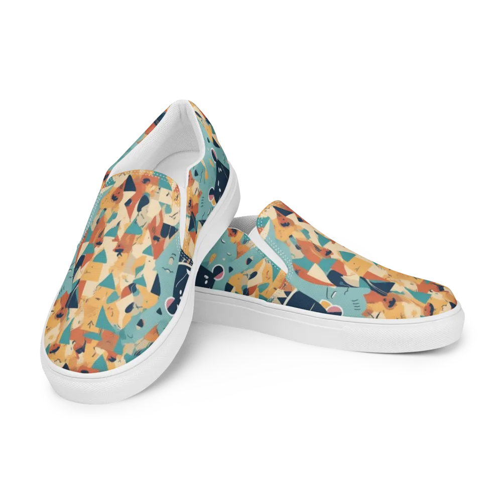 Carnival Critters on Men's Slip-On Canvas Shoes — Left Front