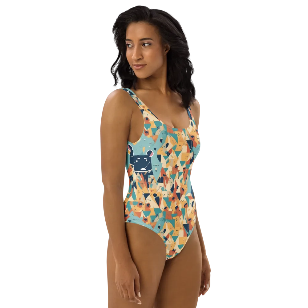Carnival Critters on One-Piece Swimsuit — Right