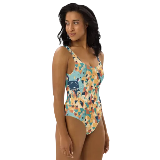 Carnival Critters on a One-Piece Swimsuit