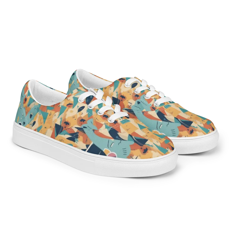 Carnival Critters on Men's Lace-Up Canvas Shoes — Right Front