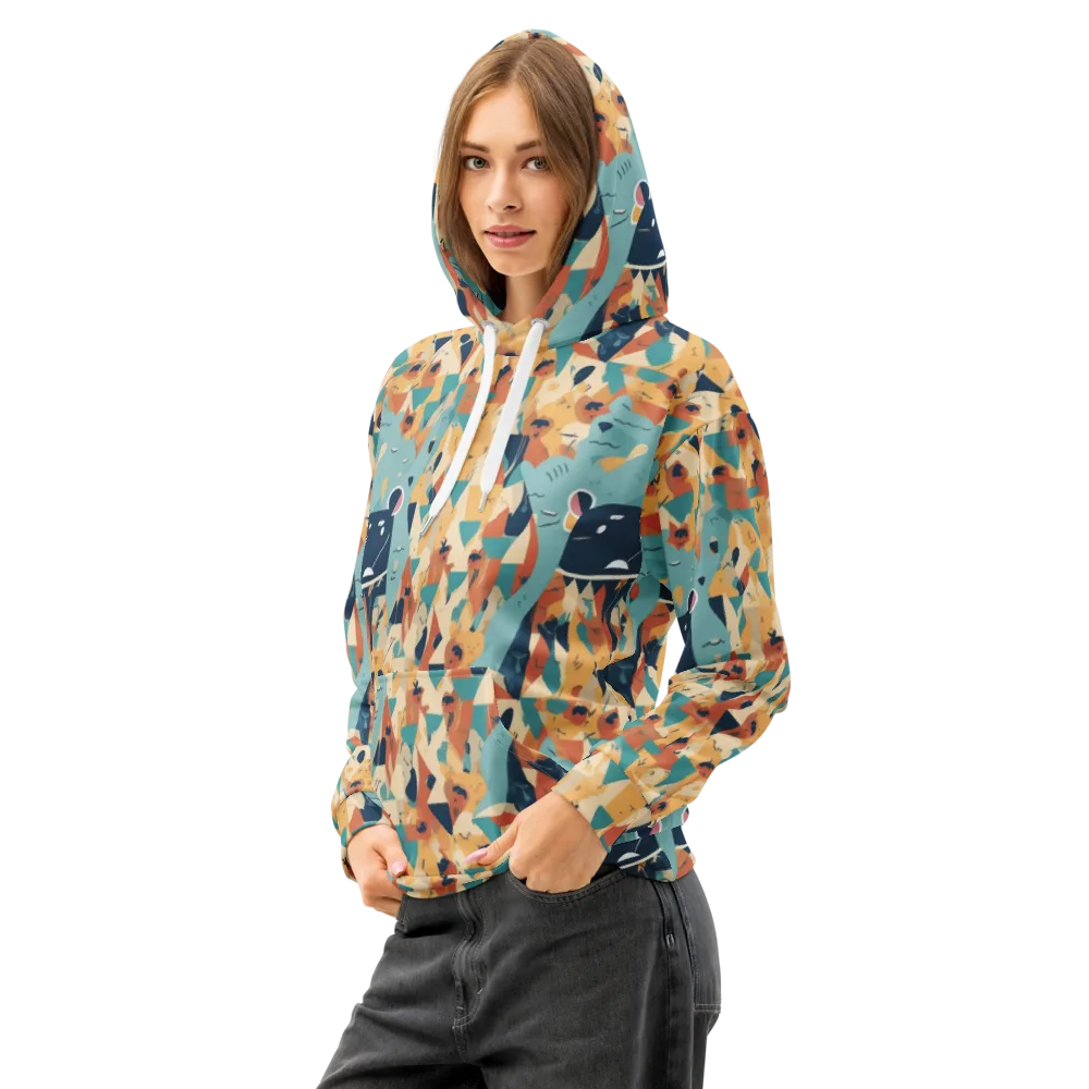 Carnival Critters on Cotton Hoodie — Left Front