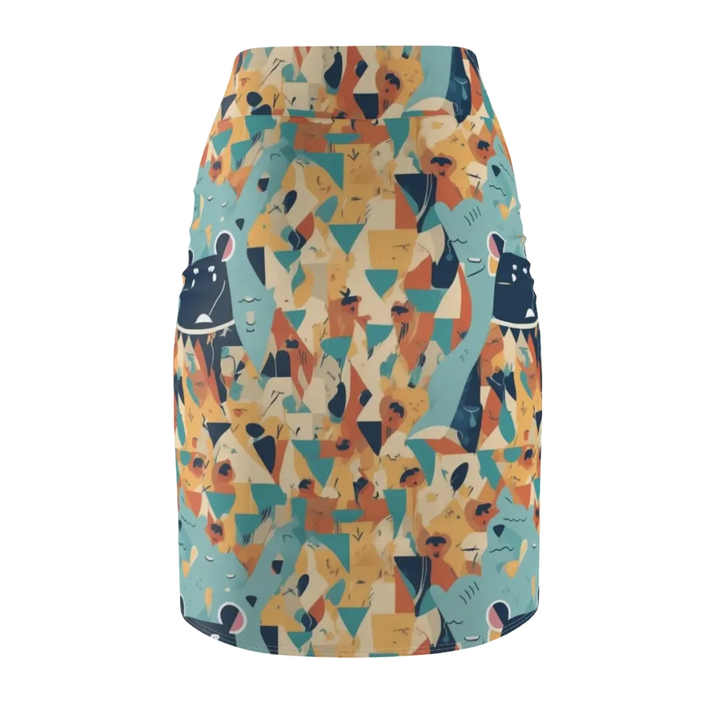 Carnival Critters on Pencil Skirt — Back