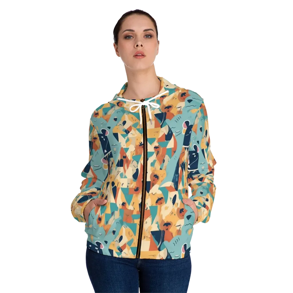 Carnival Critters on Women's Full-Zip Hoodie — Front On Person