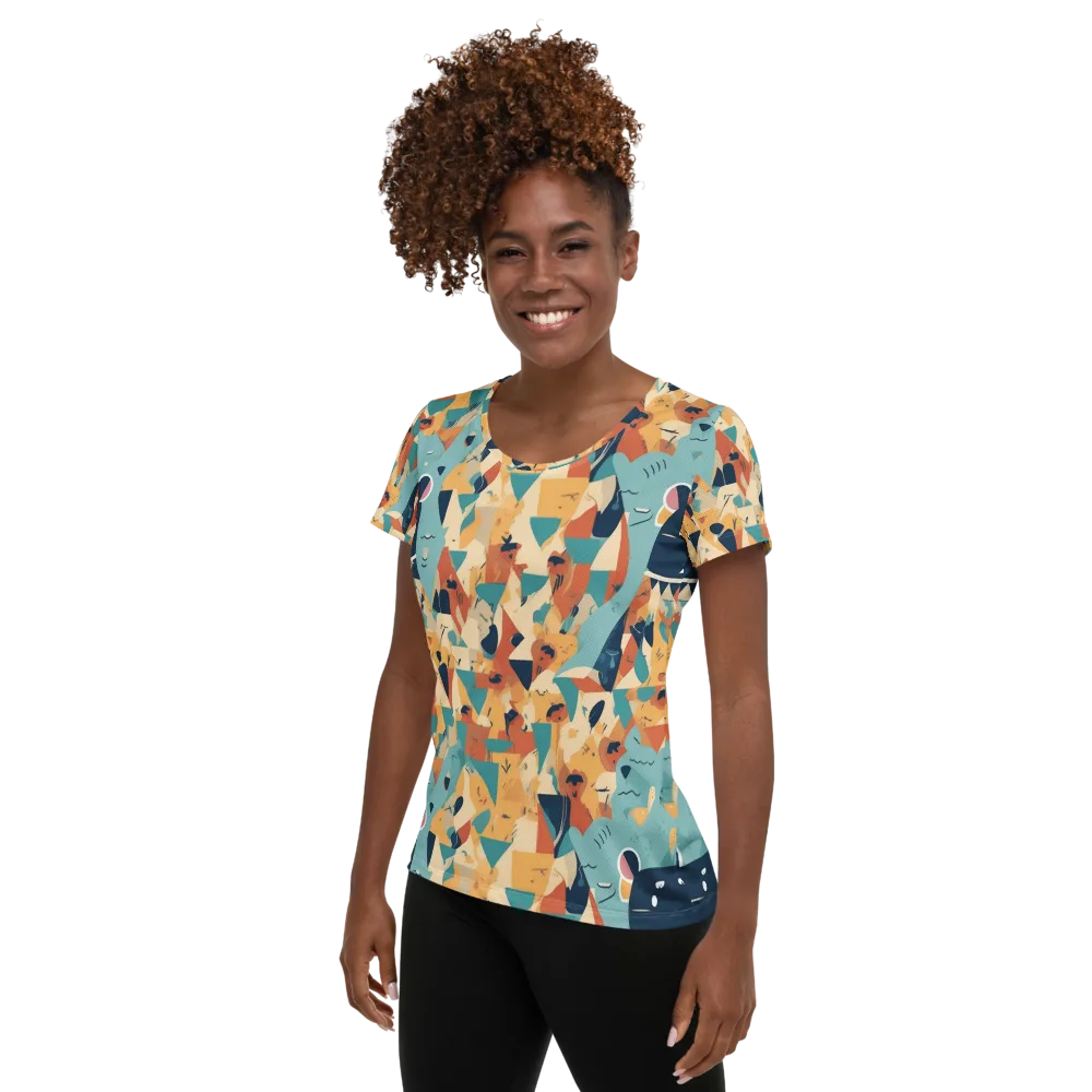Carnival Critters on Women's Athletic T-Shirt — Left