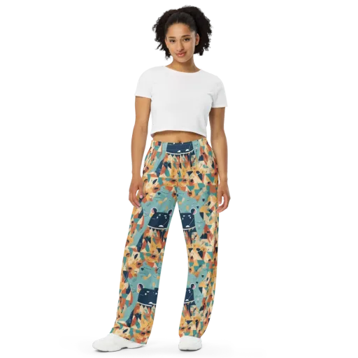 Carnival Critters on a Wide-Leg Pants