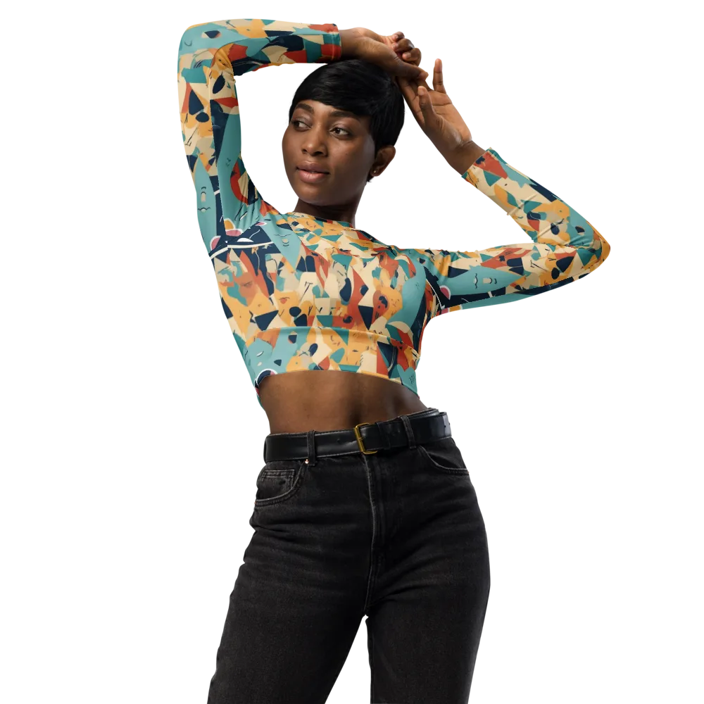 Carnival Critters on Long Sleeve Crop Top — Front