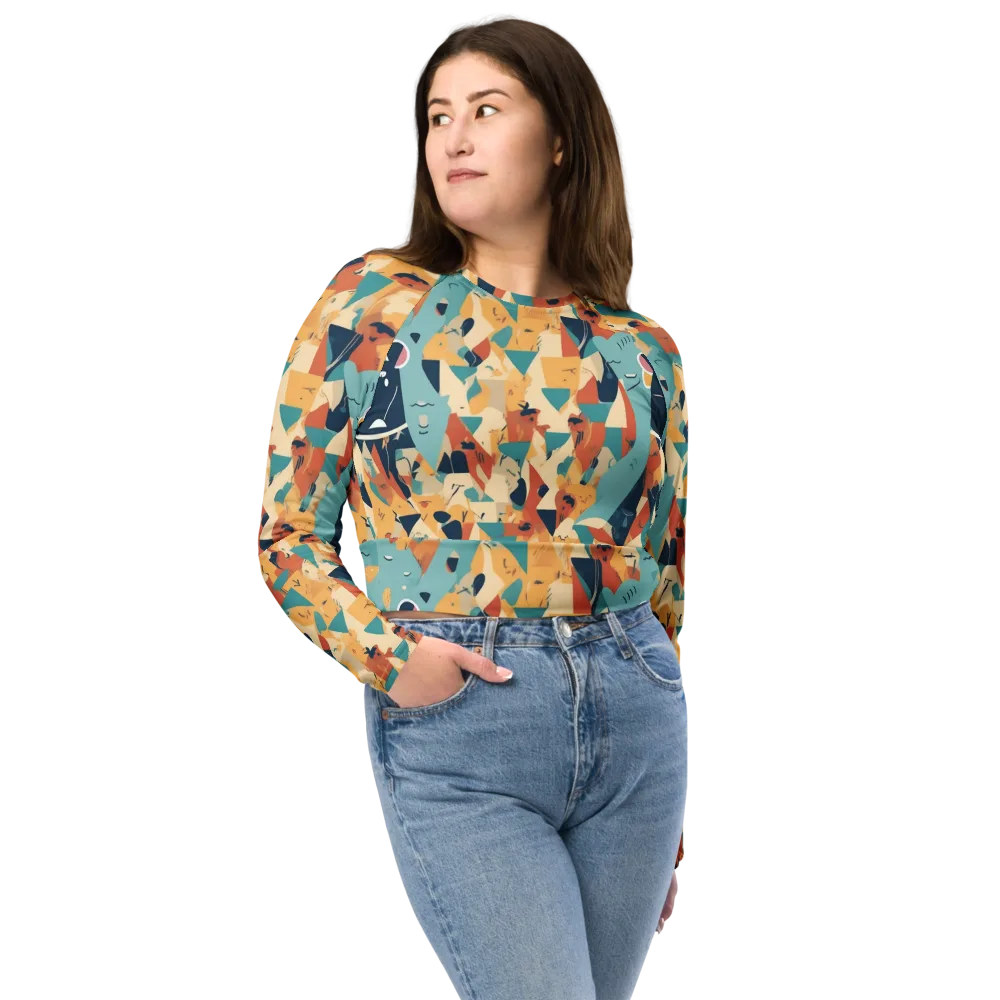 Carnival Critters on Long Sleeve Crop Top — Front