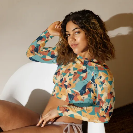 Carnival Critters on a Long Sleeve Crop Top