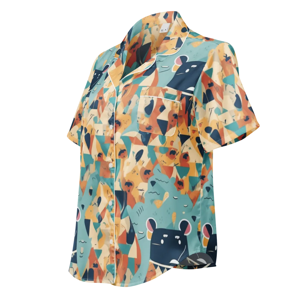 Carnival Critters on Women's Short Sleeve Pajama Top — Left Front
