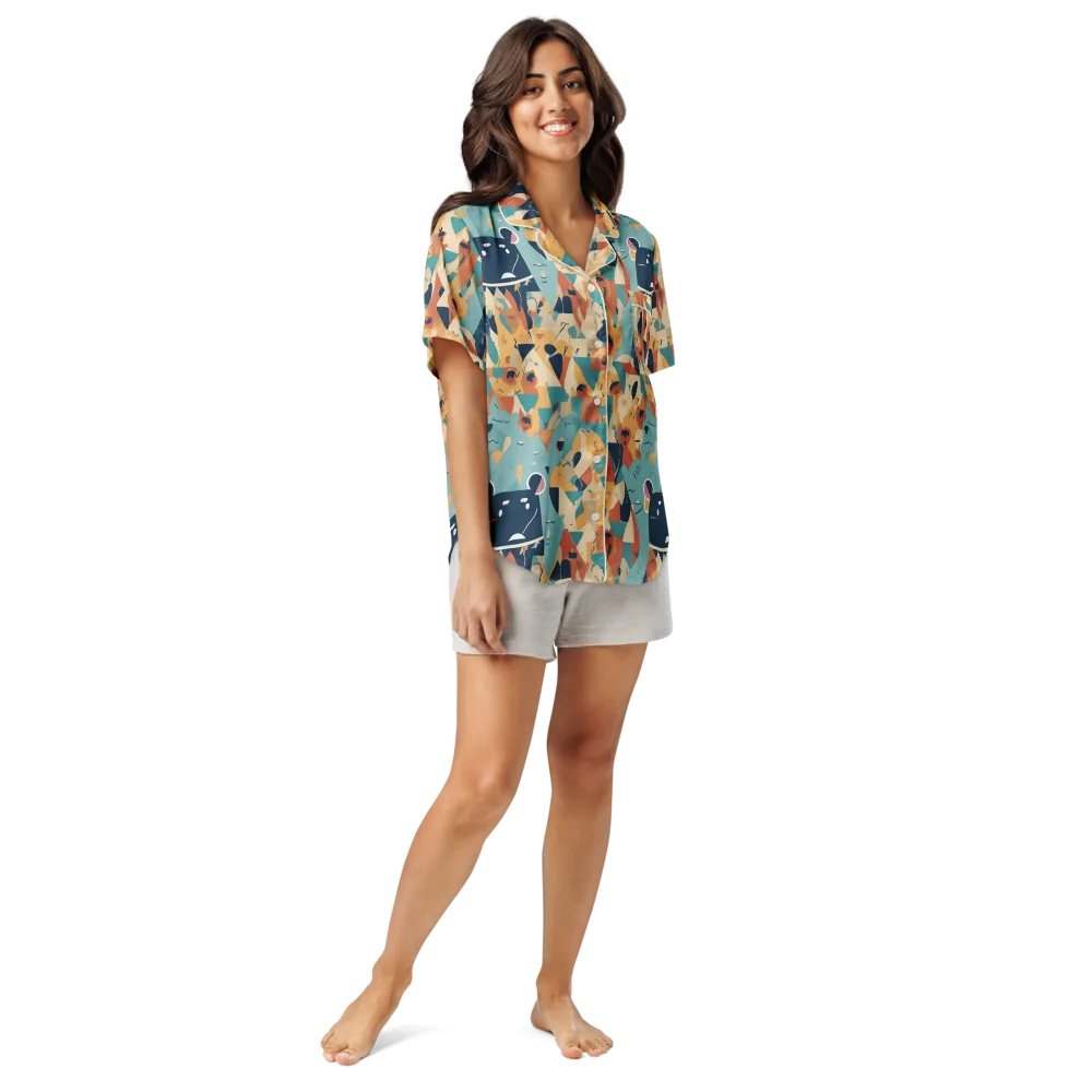 Carnival Critters on Women's Short Sleeve Pajama Top — Front