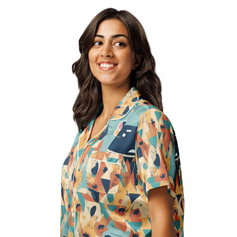 Carnival Critters on Women's Short Sleeve Pajama Top — Left Front