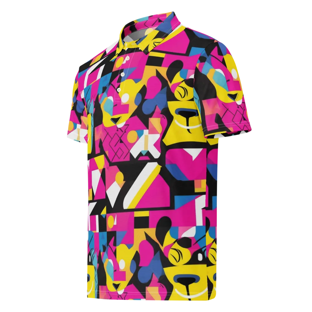 Neon Mask Parade on Men's Slim Fit Polo Shirt — Left Front