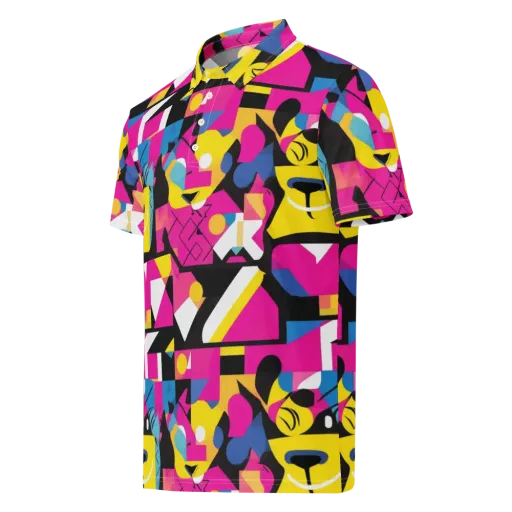 Neon Mask Parade on a Men's Slim Fit Polo Shirt