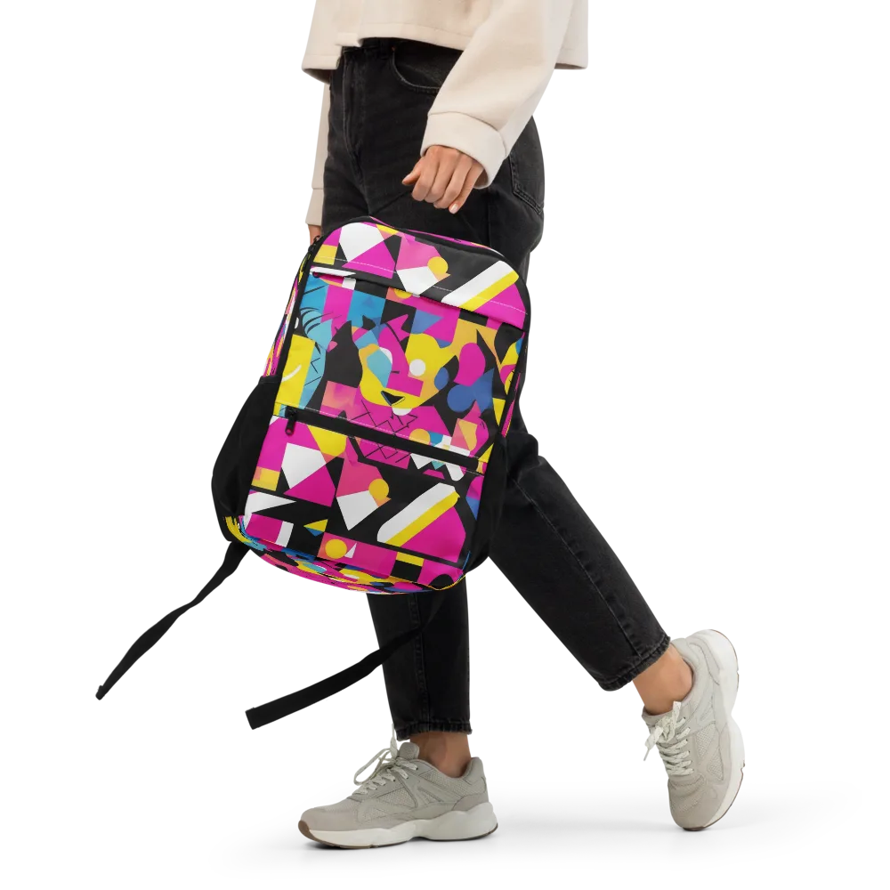 Neon Mask Parade on Utility Backpack — Front