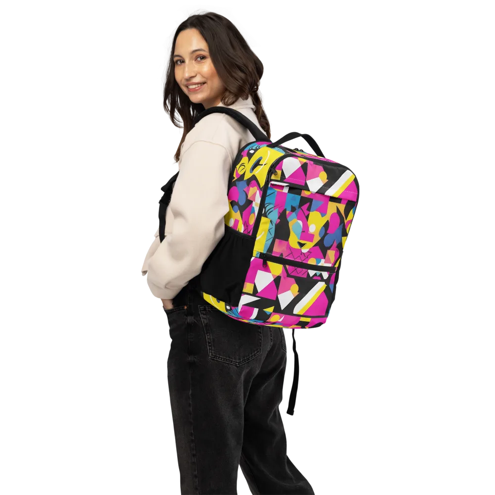 Neon Mask Parade on Utility Backpack — Back