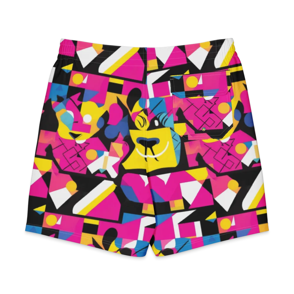 Neon Mask Parade on Men's Board Shorts — Back