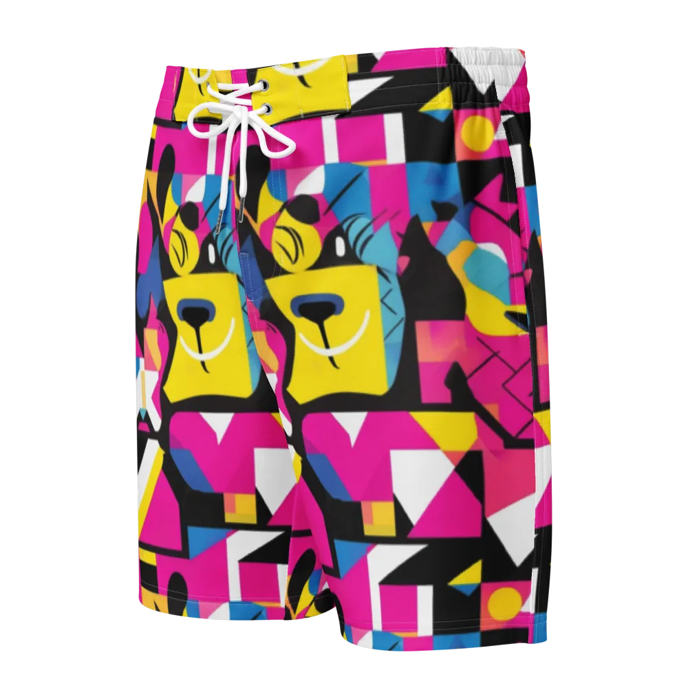 Neon Mask Parade on Men's Board Shorts — Front