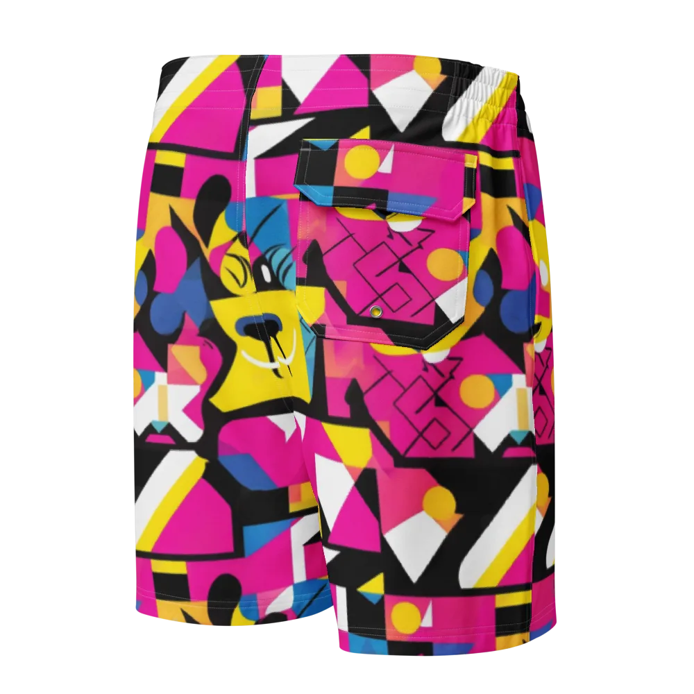 Neon Mask Parade on Men's Board Shorts — Back