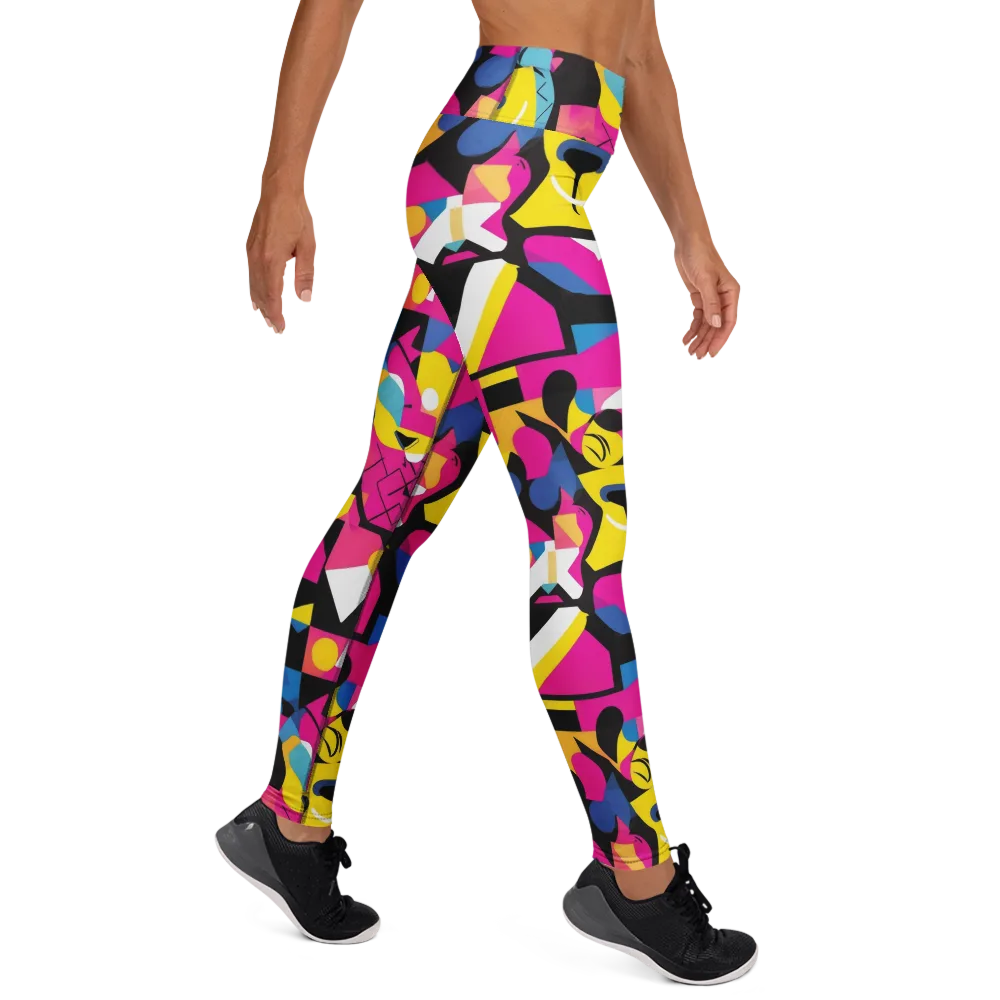 Neon Mask Parade on Yoga Leggings — Right