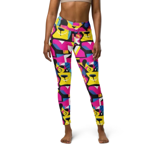 Neon Mask Parade on a Yoga Leggings