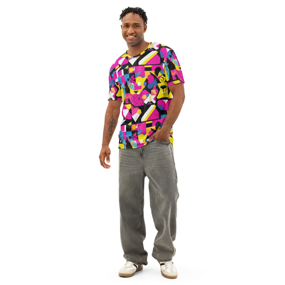 Neon Mask Parade on Men's Cotton Crew Neck T-Shirt — Front