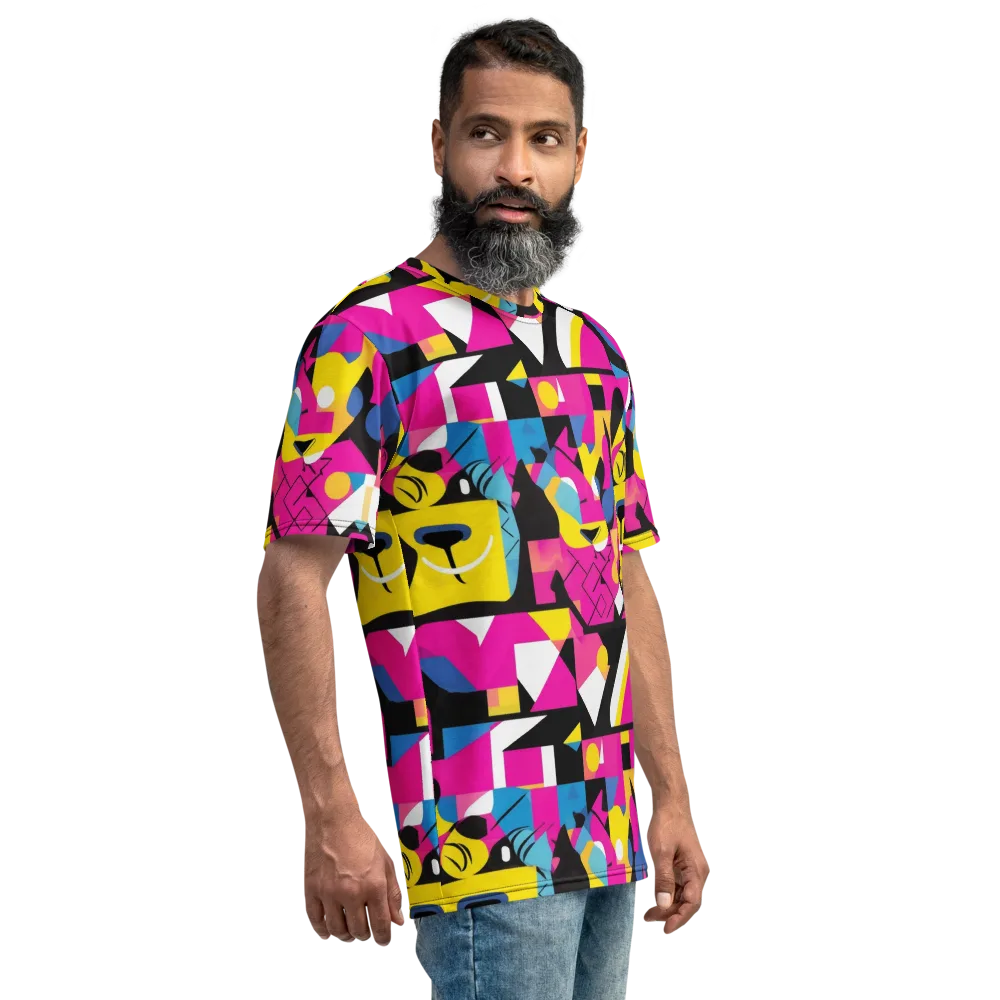 Neon Mask Parade on Men's Crew Neck T-Shirt — Right