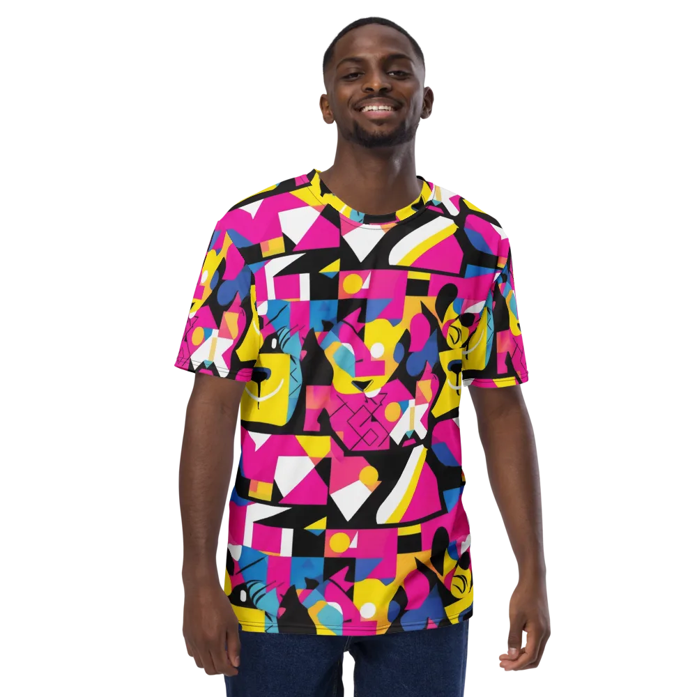 Neon Mask Parade on Men's Crew Neck T-Shirt — Front