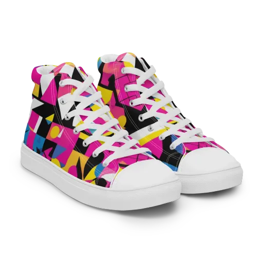 Neon Mask Parade on a Men's High Top Canvas Shoes