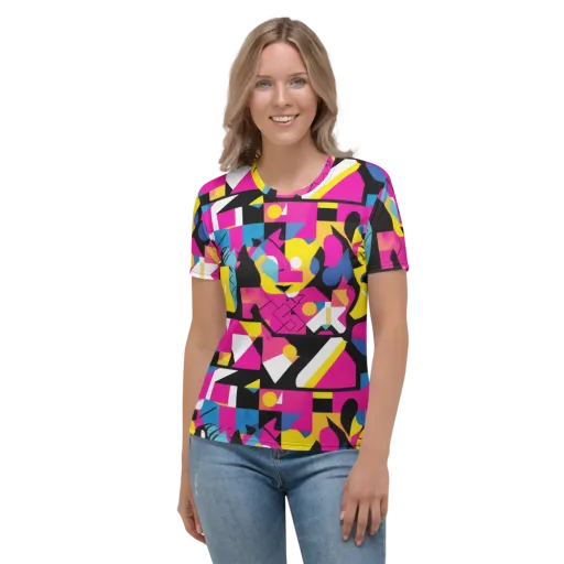 Neon Mask Parade on a Women's Crew Neck T-Shirt