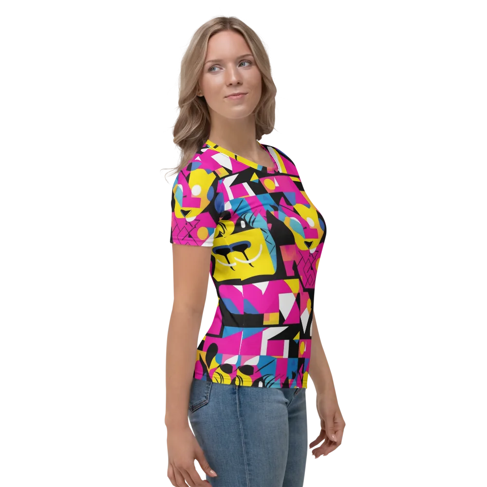 Neon Mask Parade on Women's Crew Neck T-Shirt — Right