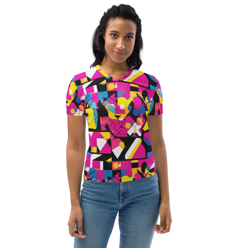Neon Mask Parade on Women's Crew Neck T-Shirt — Front