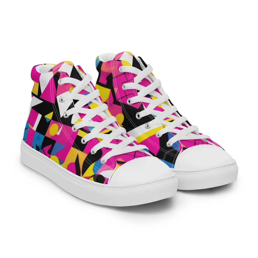 Neon Mask Parade on Women's High Top Canvas Shoes — Right Front