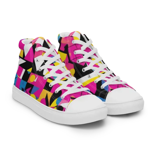 Neon Mask Parade on a Women's High Top Canvas Shoes