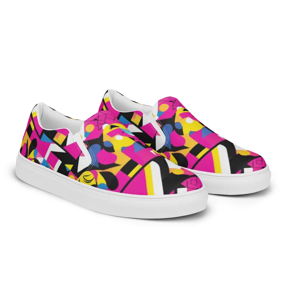 Neon Mask Parade on Men's Slip-On Canvas Shoes — Right Front