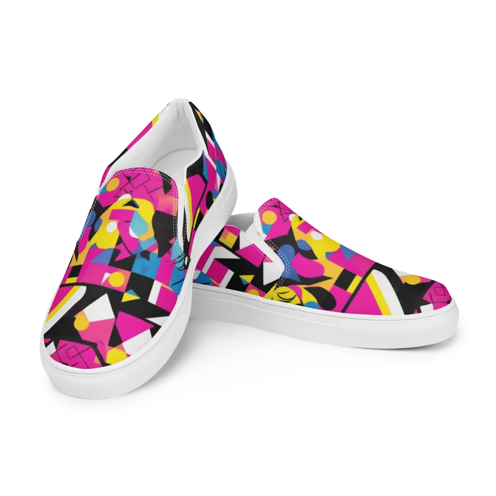 Neon Mask Parade on Men's Slip-On Canvas Shoes — Left Front