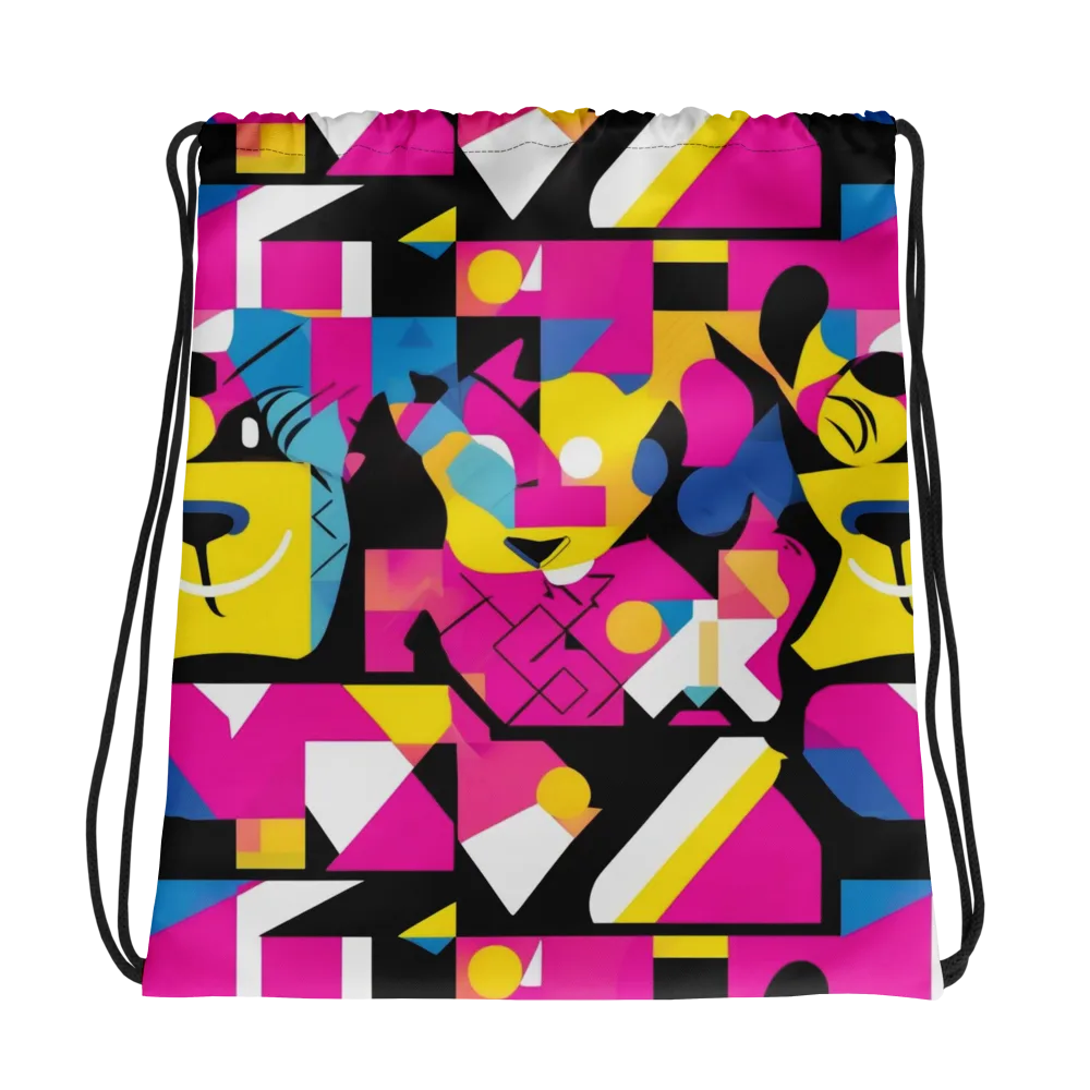Neon Mask Parade on Drawstring Bag — Photo