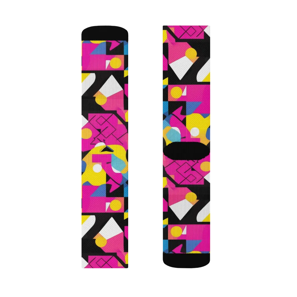 Neon Mask Parade on Socks — Right Sock