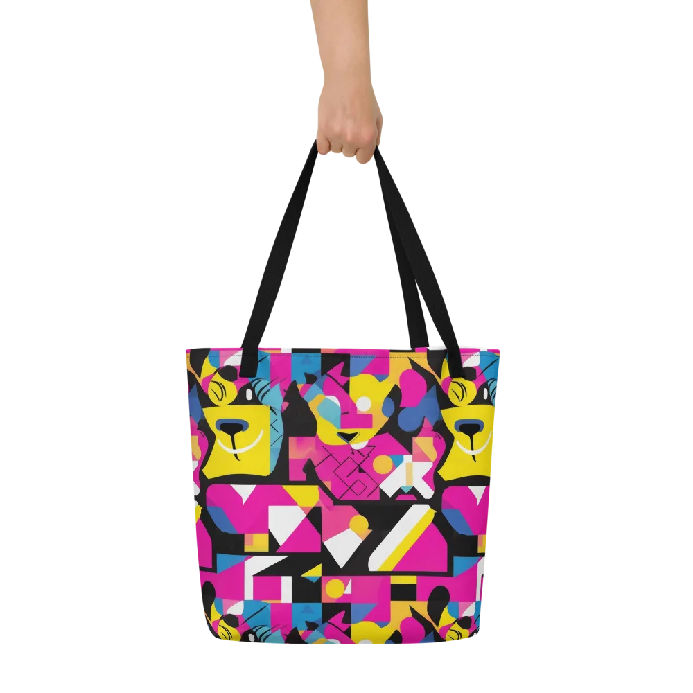 Neon Mask Parade on Large Tote Bag W/ Pocket — Front