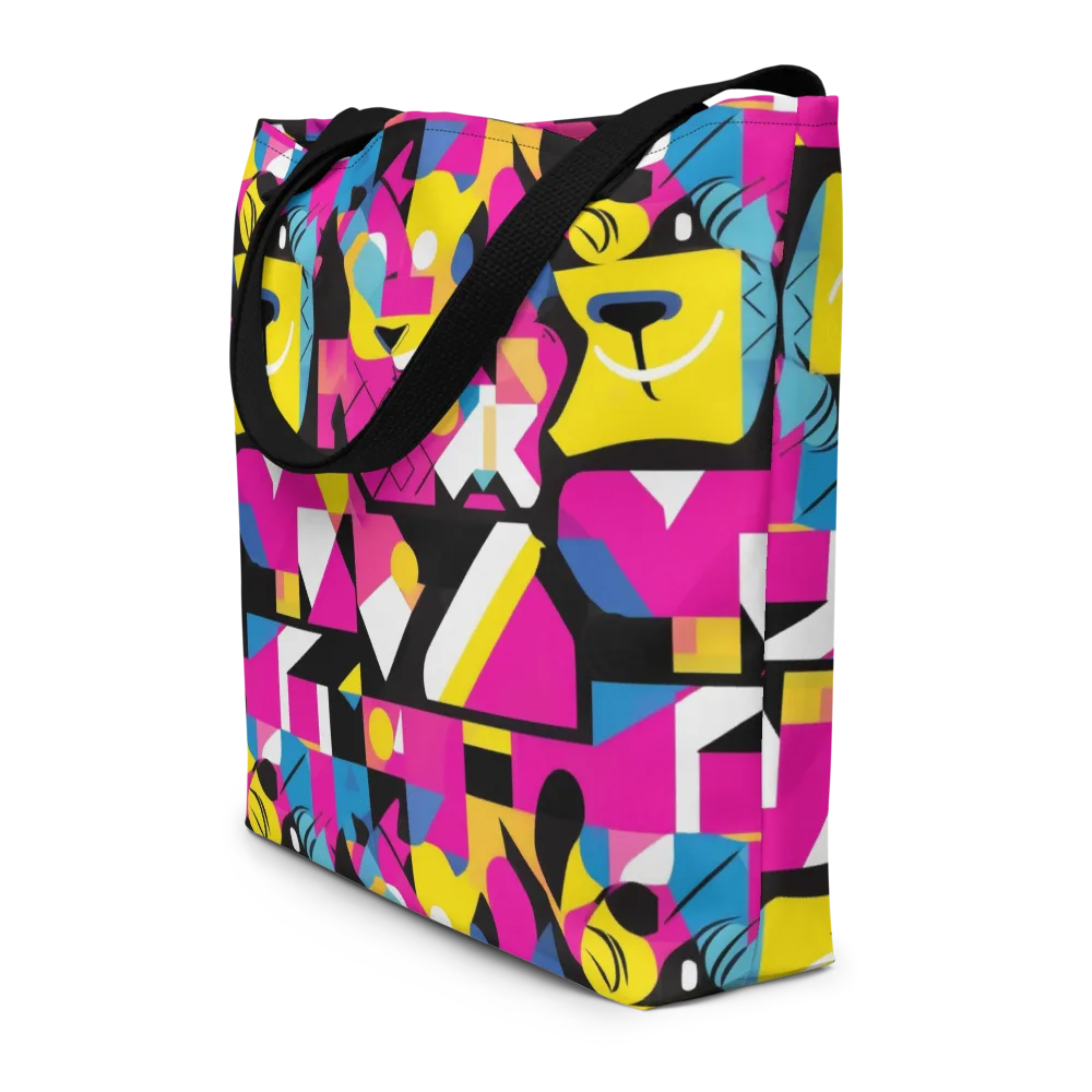 Neon Mask Parade on Large Tote Bag W/ Pocket — Front